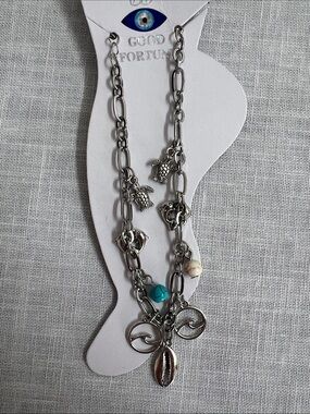 🌞 Sterling Silver Charm Bracelet w/Turquoise Accents Turtles Dolphins Whales OS
